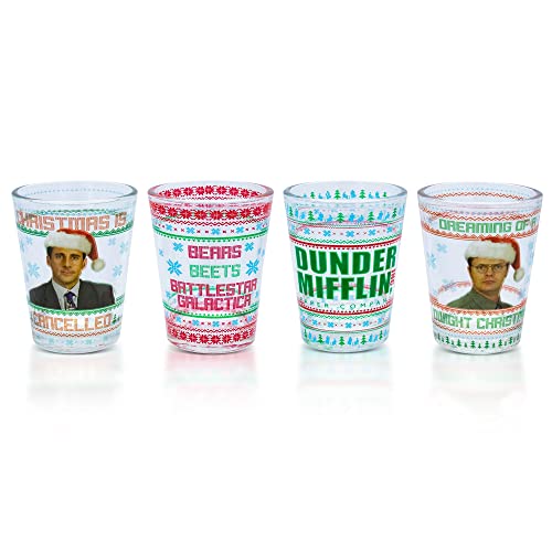 The Office Dunder Mifflin Holiday 2-Ounce Mini Shot Glasses | Set of 4