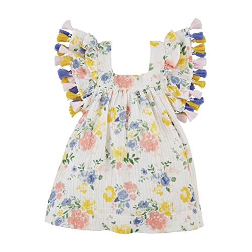 Mud Pie Girls Floral Tassel Dress, 9-12 Months