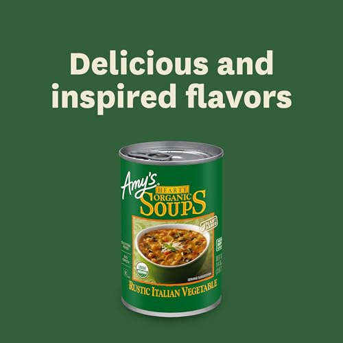 Amy's Soup, Vegan, Gluten Free, Organic Rustic Italian Vegetable (Mushrooms, Brown Rice and Beans) 14 oz (Pack of 12)