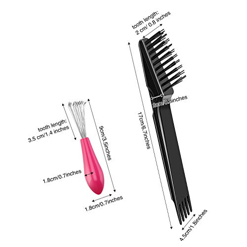 2 Pieces Hair Brush Cleaning Tool Comb Cleaning Brush Comb Cleaner Brush Hair Brush Cleaner Mini Hair Brush Remover For Removing Hair Dust Home And Salon Use (Plastic Handle Rake, Pink And Black) #TOP1