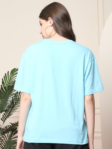 Image of Preneum Women's Cotton Cool Graphic Printed Baggy Fit Drop-Shoulder Sleeves Cotton Oversized T-Shirt
