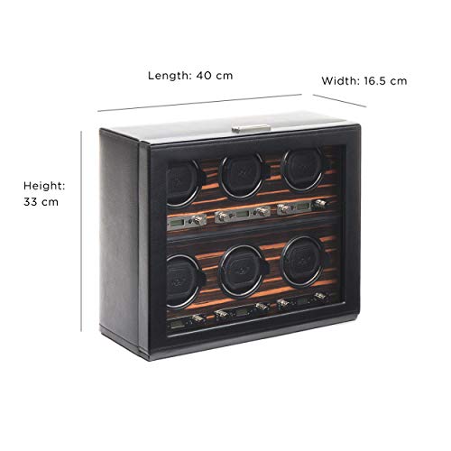 Wolf 459256 Roadster 6 Piece Watch Winder With Cover, Black #TOP2