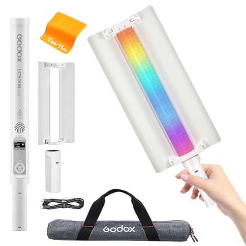 GODOX LC500R Mini LEDビデオライト、360°RGB ハンドヘルド 写真ランプ20W ポータブル ビデオ ライト 2500K-8500K調整可能、2470mAh 取 Amazon | GODOX LC500R Mini LEDビデオライト、360°RGB ハンドヘルド