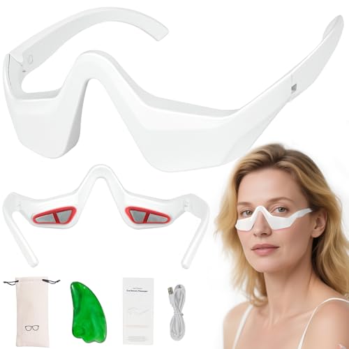 Under Eye Red Light Therapy Device Red Light Therapy Glasses 4 Modes Microcurrent Eye Massager for Relieve Eye Bags Reduce Dark Circles and Puffiness