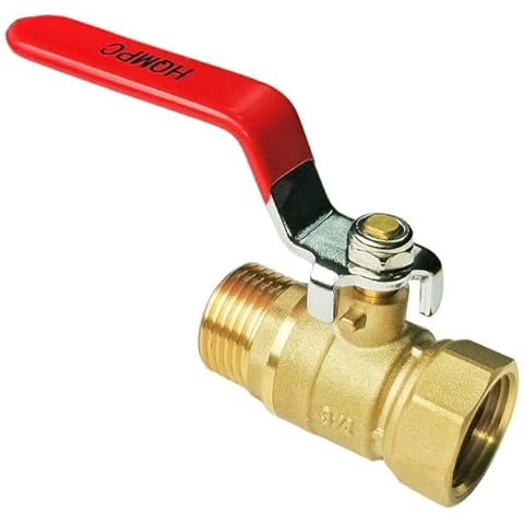 HQMPC Garden Hose Shut Off Valve Ball Valve 3/4" GHT Water Hose Shut Turn Off Valve Heavy Duty Hose On Off Valve Brass Shut Off Valve Hose Ball Valve 1Pc Long Handle Cover
