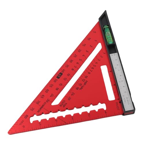 Escuadra de viga de 7 pulgadas roja, regla triangular de aluminio con nivel para construcción 5