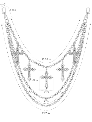Sacina Gothic Layered Cross Pants Chain, Wallet Belt Chain, Goth