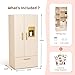 OOOK Play Refrigerator for Kids, Wooden Play Fridge with Ice Maker, Pretend Playset Toy Kitchen Sets for Toddlers