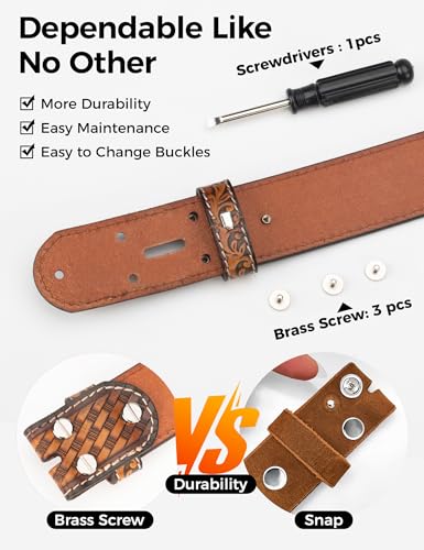 Image of No Buckle Full Grain Leather Belt Men Women Fits With 1.5 Inch Buckle