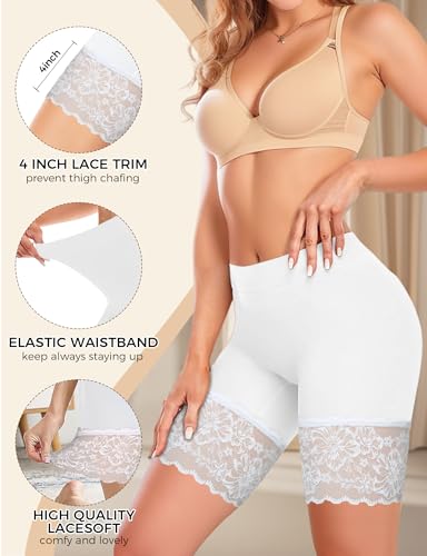 Image of ZENUTA Women Anti Chafing Shorts Under Dress Seamless Slip Shorts Lace Hem No Rolling Breathable Cooling Safety Shorts