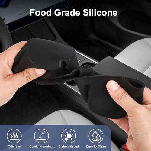 Portavasos para Tesla Model 3/Y 2021-2024 de silicona negra miniatura 3