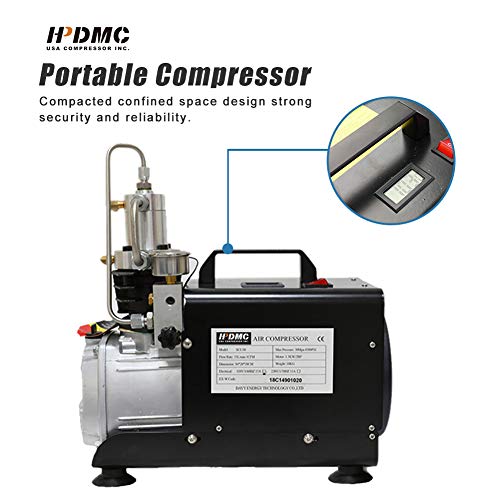 HPDMC 110v 300bar Portable Air Compressor Paintball Fill Station for PCP Game (Manual Stop) - Thumbnail 4