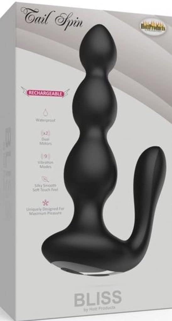 Hott Products Unlimited 71813: Bliss Tail Spin Beaded Anal Vibe Black