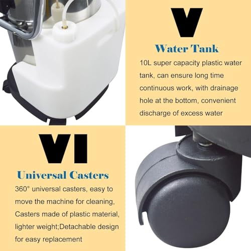 Tiefenreinigungsgerät für Teppiche mit 10,57-Gallonen-Abwassertank, starker Saugkraft (230 mbar), Doppelwassersystem und langem Schlauch für die Dampfreinigung von Sofas in Büros, Hotels und Anderen