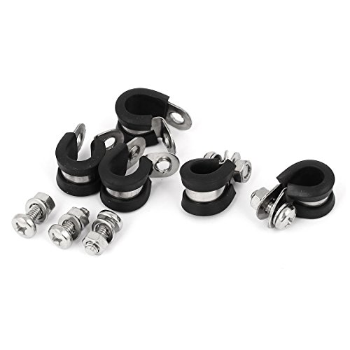 Aexit 5pcs 12mm Clamps P Clips EPDM Rubber Lined Mounting Bracket for Pipe Strap Clamps Tube Cable