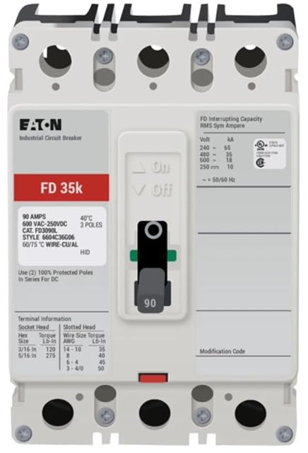 Generic FD3090 - Molded Case Circuit Breaker Feed-Thru - 90 Amp - 3 Pole - 600 Volt