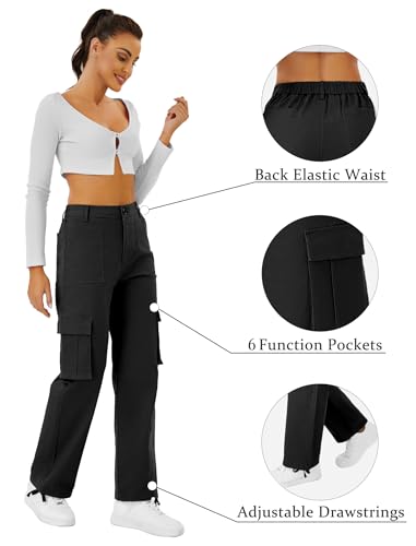 Cargo Pants for Women High Waisted Wide Leg Casual Pants with 4 Pockets Baggy Cotton Pants Y2K Streetwear4