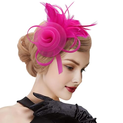 Image of DRESHOW Fascinators Hats for Women Tea Party Fascinator Hats Vintage 50s Headwear Cocktail Wedding Church Derby Hat