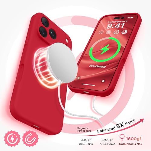 Image of GolbinBox Magnetic for iPhone 17 Pro Max Case, Silicone Cover, Red