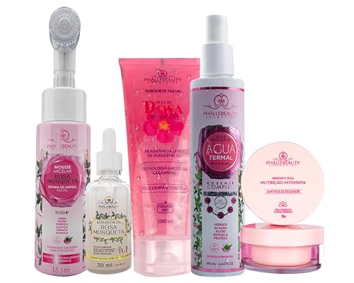 Kit Skincare Rosa Mosqueta Completo Limpeza de Pele Sens&iacute;vel e Seca Hidrata&ccedil;&atilde;o Skin Care Cuidados...