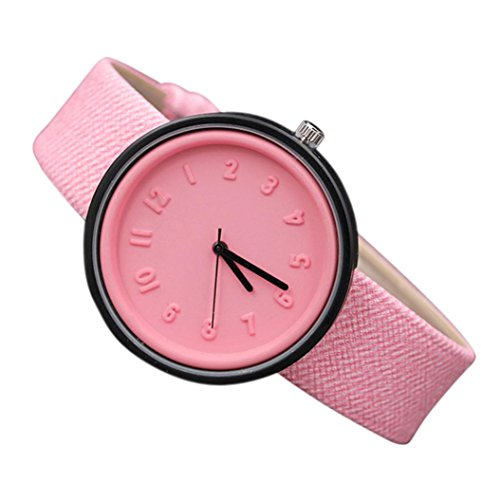 Preisvergleich Produktbild Uhren, Winkey Frauen Herren Einfache Fashion Leinwandbild Nummer Uhren Quarz Armbanduhr verstellbarem Gürtel rose