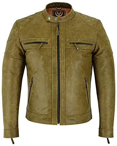 A&H Apparel Mens Classic Vintage Two Tone Genuine Top-Grain Cowhide Biker Leather Jacket2