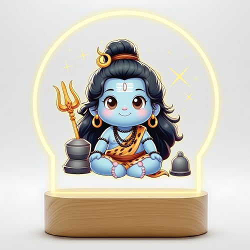 Image of Giftplease Divine Baby Shiva LED Desk Lamp - Warm Glow Spiritual Night Light - Cute Bal Shiva Table Decor for Pooja Room, Meditation Space, and Kids' Bedroom - Religious Gift & Home Accent GL 11