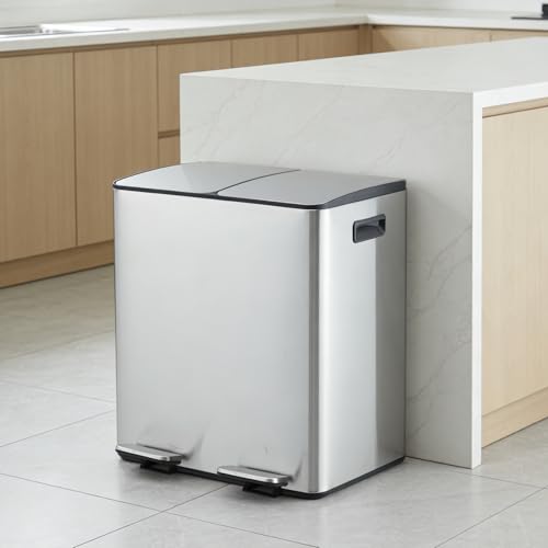 Bote de basura doble compartimento 40L acero inoxidable miniatura 6