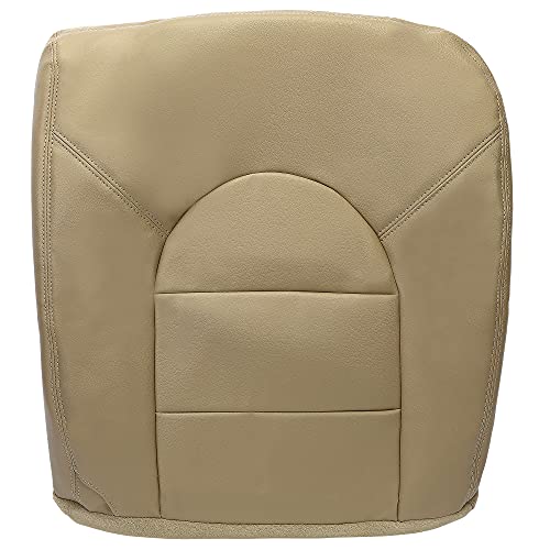 ECOTRIC Seat Bottom Cover Compatible with 1999 2000 Ford F250 F350 F450 Lariat - Tan Artificial Leather Front Passenger Side
