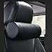 FUANLCJ Oreiller à col Montant en Mousse de mémoire/en Cuir véritable Automobile Cervical Rouleau Roulant de Bureau Chaise de Bureau Bolster Appui-tête soutient Coussin Tampon Noir (Color : Black)