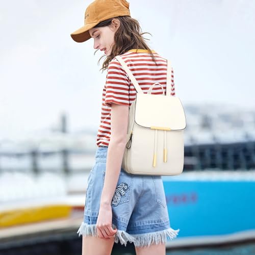 Image of KKXIU Trendy Leather Backpack Purse for Women and Ladies Shoulder Travel Daypacks Bags (A-White)