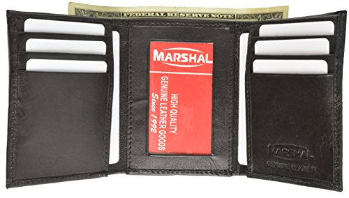 MARSHAL Wallet Leather Mens Trifold Wallet Zipper Money Compartment2