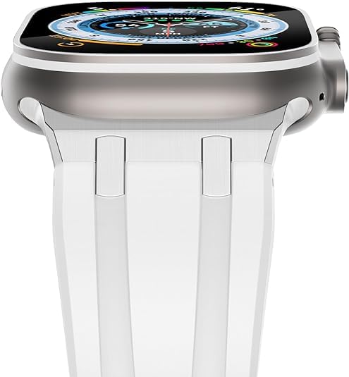 Image of Compatible Apple Ultra Watch Band 49mm 45mm 44mm 42mm Liquid Silicone Design Strap with Stainless Steel Adapter for iWatch SE Series 9 8 7 6 5 4 3 2 and Ultra for Men and Women