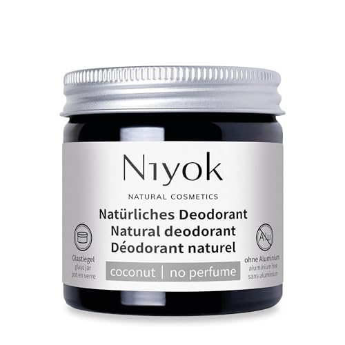 Niyok® 2-in-1 anti-transpirante Deocreme 'Kokos ohne Parfum' (40ml) • Natürliches Deo ohne Aluminium • 24h Schutz vor Geruch & Schweiß • Deo Creme sensitiv • Kokosöl Deodorant
