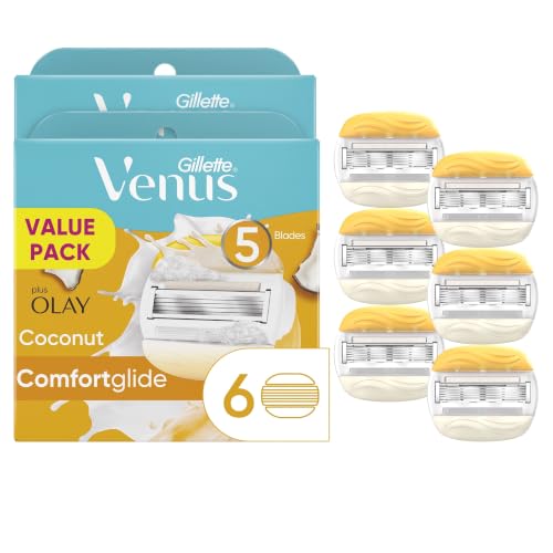 Gillette Venus ComfortGlide Womens Razor Blade Refills,Infused with Olay Coconut Scent,6 Count (Pack of 2) - image 1
