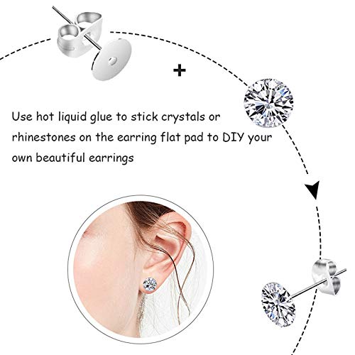 image for Huucky 450PCS Earring Posts Stainless Steel Flat Pad,Hypoallergenic St