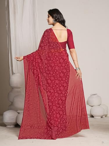 Image of Garden Vareli Lock Chiffon Floral Saree