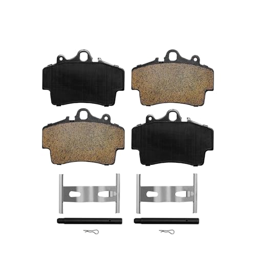 Image of Detroit Axle - Front Ceramic Brake Pads with Hardware Set Replacement | for 1997-2004 2005 2006 2007 2008 Porsche Boxster - 4pc Set
