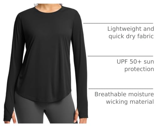Image of Soothfeel Lightweight Long Sleeve Workout Tops for Women Gym Running Shirts