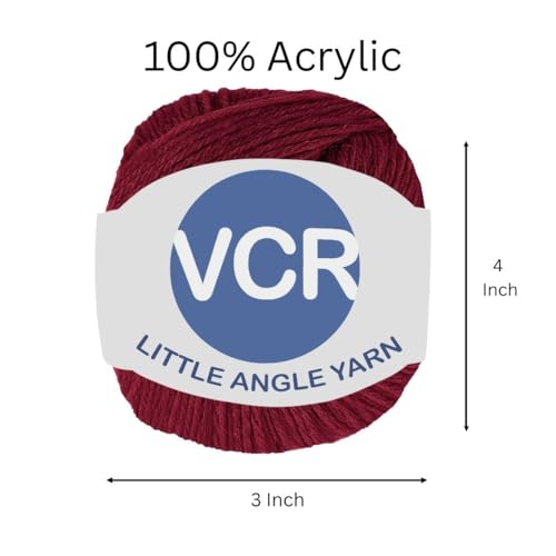 Image of VCR 4 Ply Burgundy Little Angle Yarn, 25 Grams, 92 Meters Length, 100% Acrylic Soft Baby Knitting Yarn for Crochet, Newborn Sweaters, Soft Baby Socks, Mittens and Leggings, Pack of 1