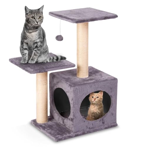 Arbre à chat stable en corde de sisal avec peluche douce et moderne - 2