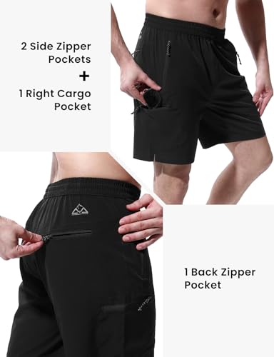 BGOWATU Men's Athletic Hiking Shorts Stretch Quick Dry Sports Gym Shorts with Zipper Pockets for Fishing Travel3