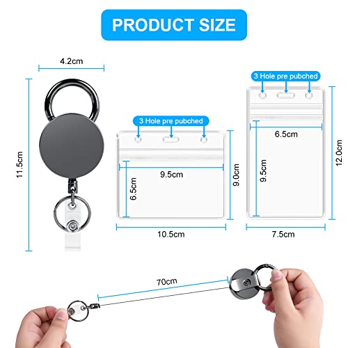 Vicloon Retractable Lanyard, 2pcs Id Badge Holder with Card Holder Retractable Badge Holder Key Chain and Key Belt Reel - Image 2