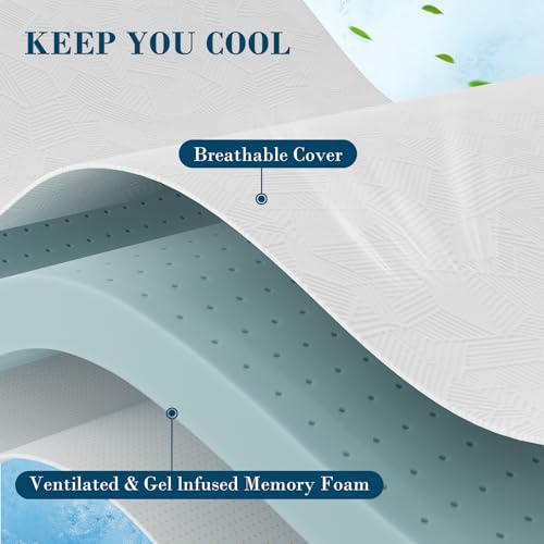 3 Inch King Size Memory Foam Mattress Topper, Cooling Gel Bed Topper with Removable Cover, Soft & Pain Relief & Breathable, CertiPUR-US & Oeko-Tex Certified