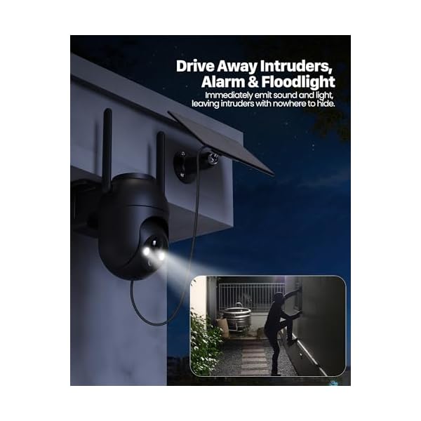 Security Cameras Wireless Outdoor: Solar Cameras for Home Security Battery Wifi Cameras Outside Surveillance Camera PTZ 360° CCTV Camera System with Color Night Vision Motion Sensor Alarm(Not 5G Wifi) - Image 4