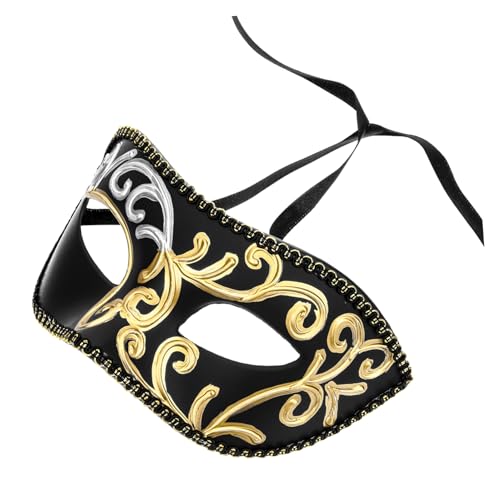 LIFKOME Carnival Half Face Mask Antique Hand Painted Masquerade Mask for Halloween Cosplay Festivals and Parties Elegant Design for Men and Women