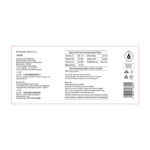 Image of Kelzai Natural Rejuvenator Volcanic Mineral Rich Still Water 750ml | Everyday Hydration (Glass Bottle)