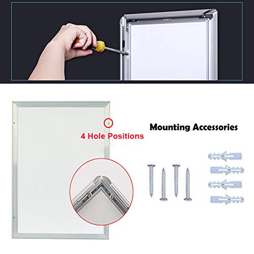 Reliancer A2 Front Load Easy Open Snap Frame Professional Aluminum Poster Pictures Frame For 23.5X16.5 Inches Graphics Wall Mounted W/Non-Glare Pvc Lens (Silver) #TOP6