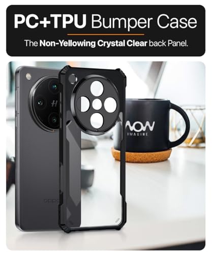 Image of WOW IMAGINE Shock Proof Clear Protective Back Case for Oppo Find X8 Pro - AirEDGE Technology | 360 Degree Camera Protection | Transparent Hybrid Back Case Mobile Cover - Black