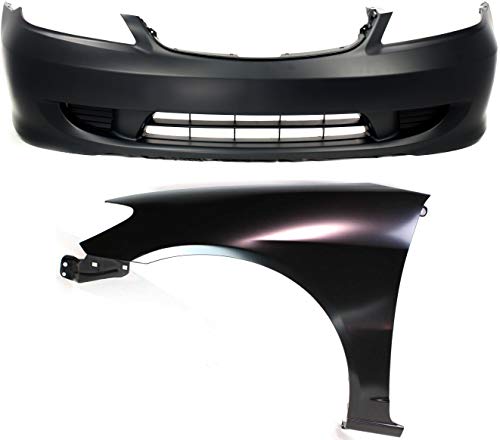 Auto Body Repair Compatible with 2004-2005 Honda Civic Front with Bumper Cover